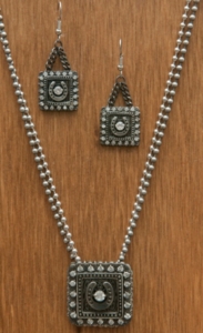 Montana Silversmiths® Antiqued Silver Square Horseshoe with Crystals Jewelry Set
