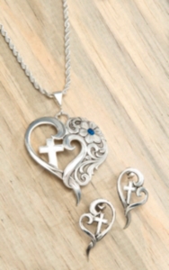 Montana Silversmiths® True Blue A Heart Open to Faith Necklace & Earing Set