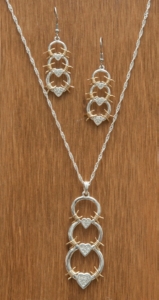 Montana Silversmiths® Silver with Gold Triple Barbed Wire Links Jewelry Set