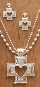 Montana Silversmiths® Silver Heart Cross Crystal Encrusted Jewelry Set