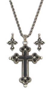 Montana Silversmiths® Silver Cross with Black Inlay Jewelry Set