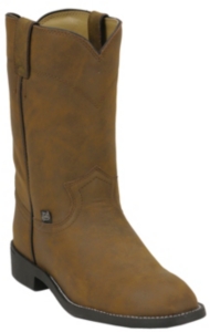 Basics By Justin® Ladies Brown Crazy Cow Roper Boots