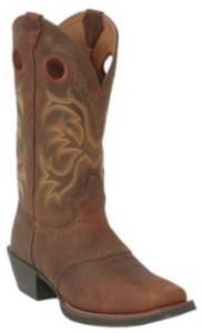Justin® Stampede Collection™ Men's Dark Brown Rawhide Square Toe Western Boots