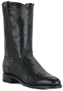 Justin® Mens Black Smooth Ostrich Exotic Roper Boots