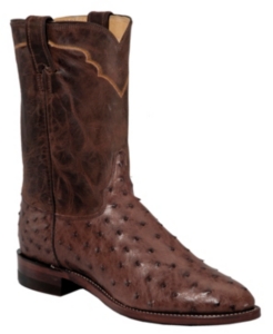 Justin® Men's Antique Brown Vintage Full Quill Ostrich Exotic Roper Boots