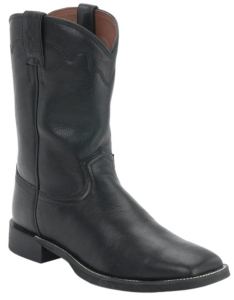 Justin® Stampede Collection™ Men's Black Deertan Square Toe Roper Boots