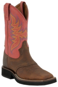 Justin® Tekno Crepe™ Men's Dark Brown & Red Dusty Square Toe Crepe Boots
