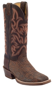 Justin® AQHA Remuda™ Mens Cognac Safari Elephant w/ Brown Jurassic Goat Top Exotic Square Toe Boots