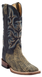 Justin® AQHA Remuda™ Mens Antique Saddle Elephant w/ Black Jurassic Goat Top Exotic Square Toe Boots