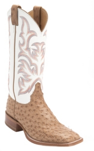 Justin® AQHA Remuda™ Mens Brown Full Quill Ostrich w/White Top Exotic Square Toe Boot