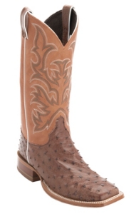 Justin® AQHA Remuda™ Mens Barnwood Brown Full Quill Ostrich Exotic Square Toe Boots