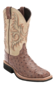 Justin® AQHA Q-Crepe™ Mens Barnwood Brown Full Quill Ostrich Exotic Square Toe Boots