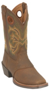 Justin® Stampede™ Youth Dark Brown Saddle Vamp Square Toe Western Boots