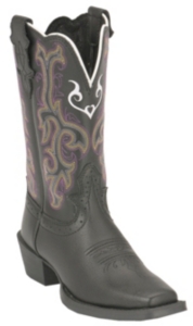 Justin® Stampede™ Youth Black Square Toe Western Boots