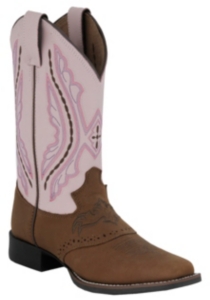 Justin®Children's Bay Westerner w/ Saddle Vamp Pink Cowhide