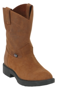 Justin® Youth Aged Bark Brown Slip-on Western Rubber Sole Work Boots