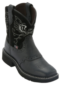 Justin® Gypsy™ Kid's Black Saddle Vamp w/ Winged Heart Top Square Toe Western Boots