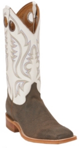 Justin® Bent Rail™ Men's Chocolate Brown Bison w/ White Top Square Toe Western Boot