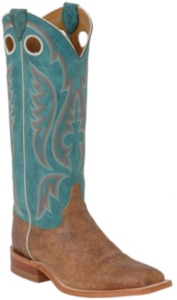 Justin® Bent Rail™ Men's Brown Mad Cow w/ Blue Top Square Toe Western Boot