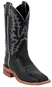 Justin® Bent Rail™ Ladies Black Punchy Wide Square Toe Double Welt Western Boots