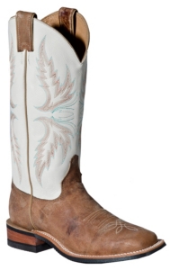 Justin® Bent Rail™ Ladies DIstressed Tan w/ Ivory Top Square Toe Western Boot