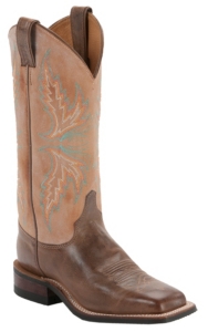 Justin® Bent Rail™ Ladies Arizona Mocha Brown w/ Tan Top Square Toe Western Boots