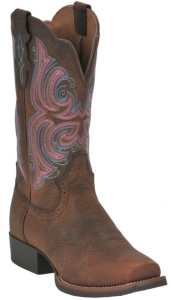 Justin® Stampede Collection™ Ladies Dark Brown Rawhide Punchy Toe Western Boot