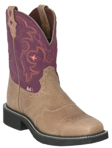 Justin® Ladies Square Toe Gypsy Collection – Brown w/Purple Top