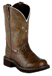 Justin® Gypsy Collection™ Ladies Brown Pearl Print Cowhide Round Toe Boots