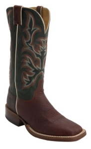 Justin® AQHA Remuda™ Mens Brandy Smooth Ostrich w/ Dark Green Top Exotic Square Toe Boots
