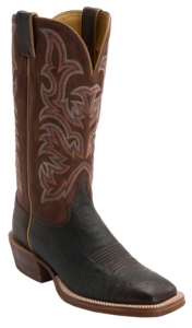 Justin® AQHA Remuda™ Mens Nicotine Smooth Ostrich w/ Tiger Jurassic Goat Top Exotic Square Toe Boots