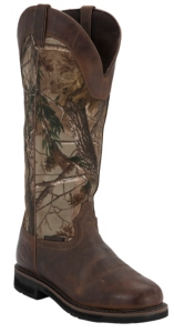 Justin® Stampede™ Men's Rugged Tan w/ Real Tree Camo Top Composite Toe Snake Proof Boots
