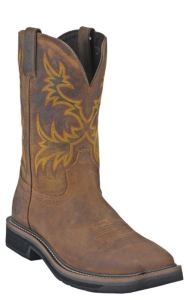 Justin Original Workboots® Mens Rugged Brown Square Toe Stampede Work Western Boot