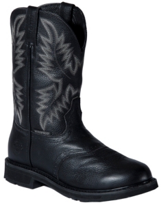 Justin® Stampede™ Men's Black Oiled Waterproof Pull-On Western Work Boots