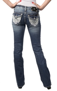 Miss Me® Womens Medium Wash White Lace Flap Pocket Boot Cut Jeans - Extended Sizes