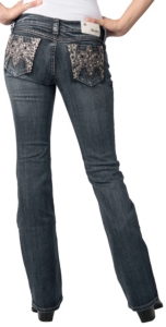 Grace in LA® Ladies Leopard w/ Embroidery & Crystals Boot Cut Jean