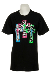 Cattilac Style® Ladies Triple Cross Black Short Sleeve Tee