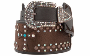 Katydid® Women's Brown Cowhide w/ Crosses Wide Waist Belt