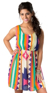 Karlie® Women's Multi-Colored Bold Aztec Print Sleeveless Dress