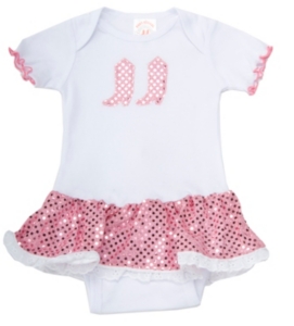 Baby Korral® Girls White and Pink Sequin Onesie