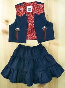 Kiddie Korral Denim Skirt and Vest Set