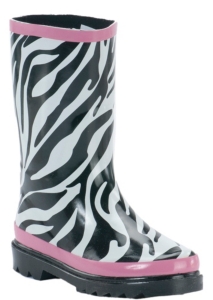 Beehive® Rain Bops™ Girls Zebra with Pink Trim Gumbo Rain Boots