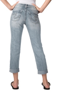 Silver Jeans® Women's Denim Sam Boyfriend Mid Rise Straight Fit Cuffed Capri Jeans