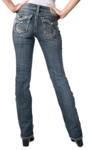 Silver Jeans® Women's Medium Wash Suki Flap Pocket Mid Rise Relaxed Curvy Fit 17 Bootcut Jeans