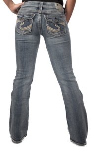 Silver Jeans® Women's Medium Wash Suki Flap Pocket Mid Rise Relaxed Curvy Fit Bootcut Jeans