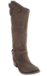 Liberty Black® Women's Toccato Chocolate Distressed Buckle Harness Round Toe Western Fashion Boots