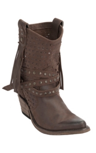 Liberty Black® Women's Distressed Brown Vegas T-Moro Stud Wrapped Harness Snip Toe Western Fashion Boots