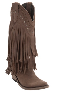 Liberty Black® Women's Chocolate Vegas T-Moro Fringe Snip Toe Western Fashion Boots
