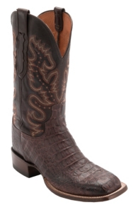 Lucchese® Cowboy Collection™ Men's Barrel Brown Giant Hornback Caiman Tail Double Welt Exotic Square Toe Boots