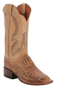 Lucchese® Cowgirl™ Ladies Tan Burn Hornback Caimen Exotic Square Toe Boot